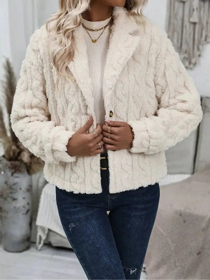 Women'S Elegant Plush Faux Fur Cardigan Jacket
