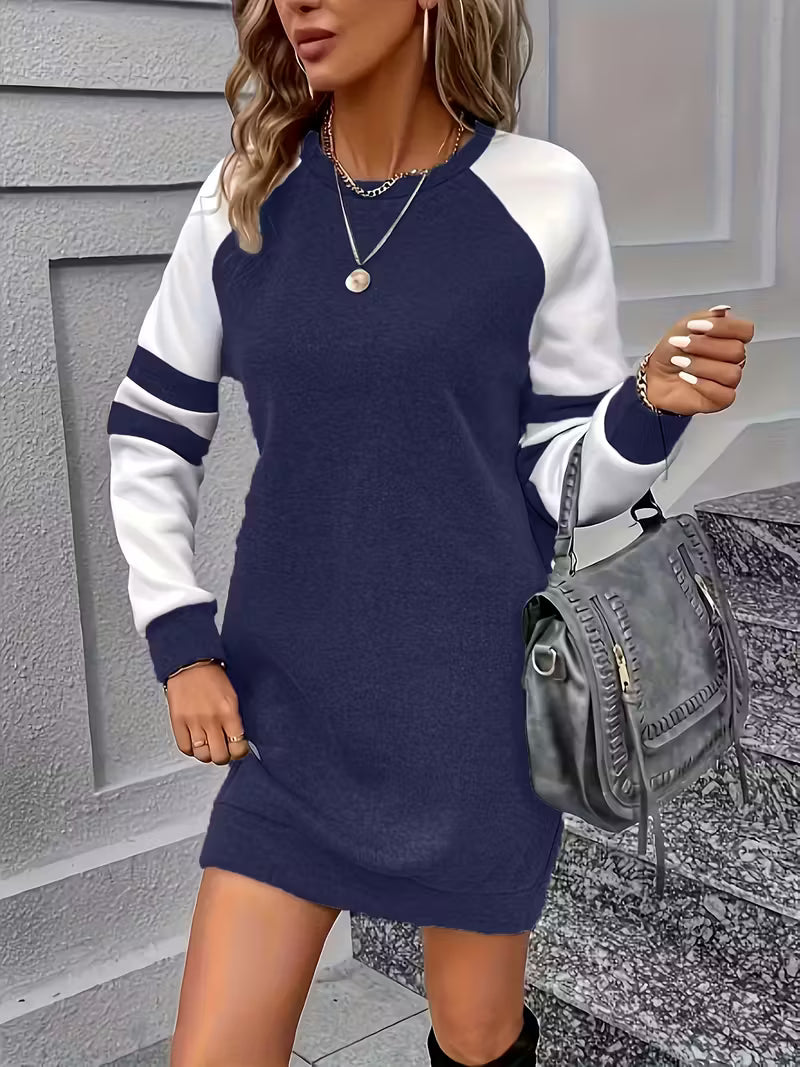 Women's Elegant Solid Color Round Neck Dress