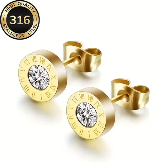High-quality stainless steel hypoallergenic Golden stud earrings,