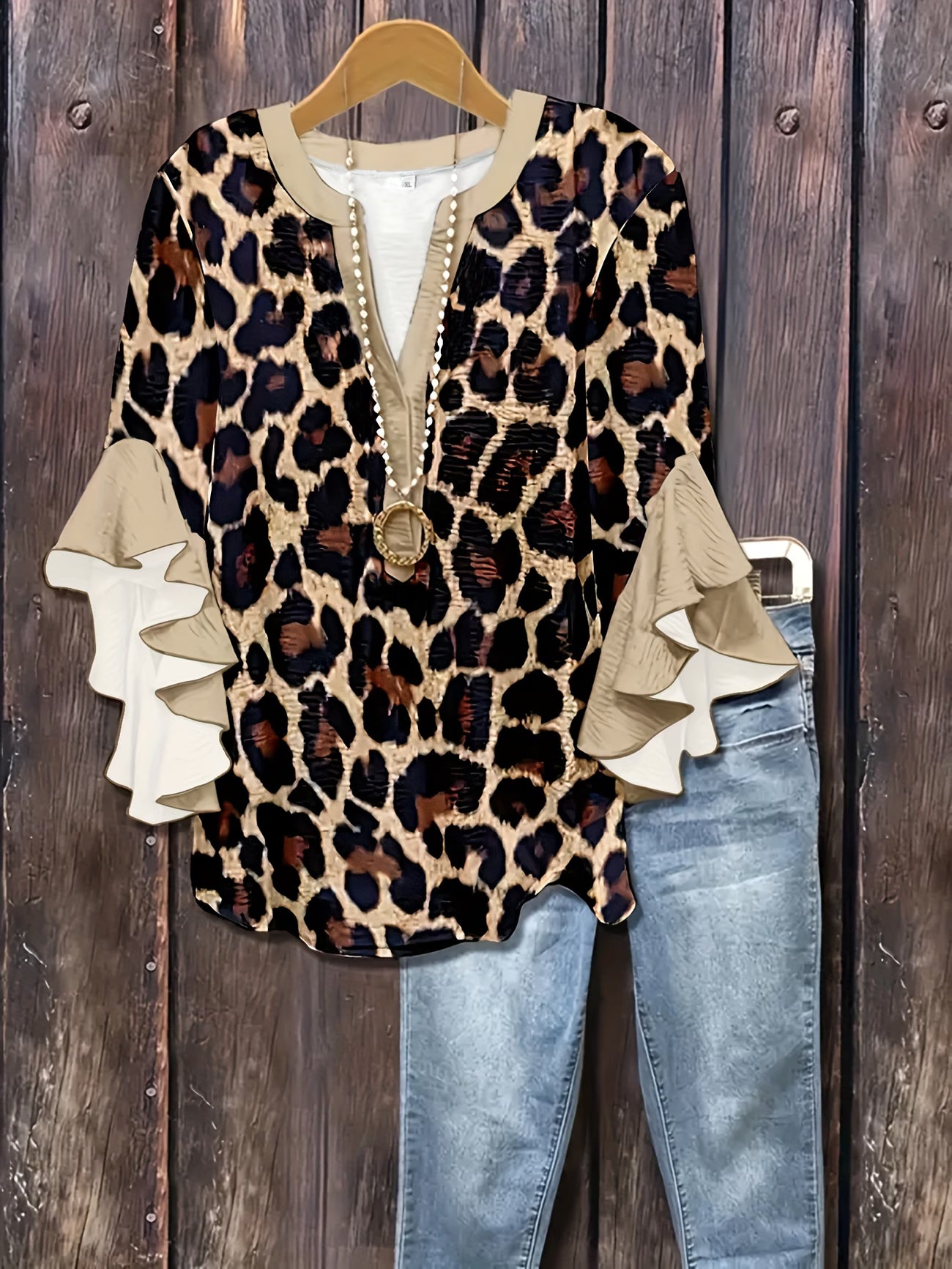 Women'S Plus Size Leopard Print Shirt