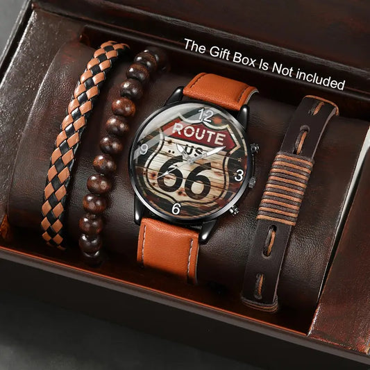 1pc of new Men's fashion quartz watch + 3 straps