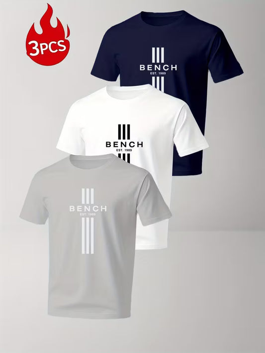 3pcs Men'S Quick-Dry Breathable Polyester T-Shirts