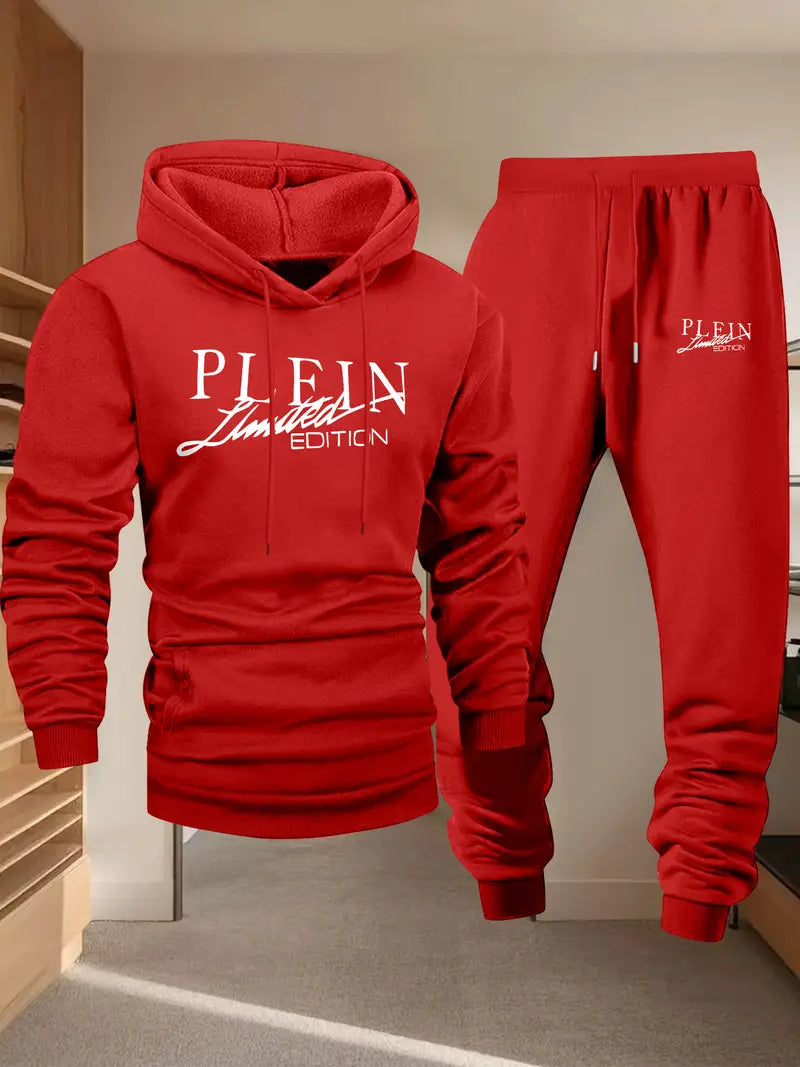 Men'S Long-Sleeve Hooded Sweatshirt Two-Piece Set