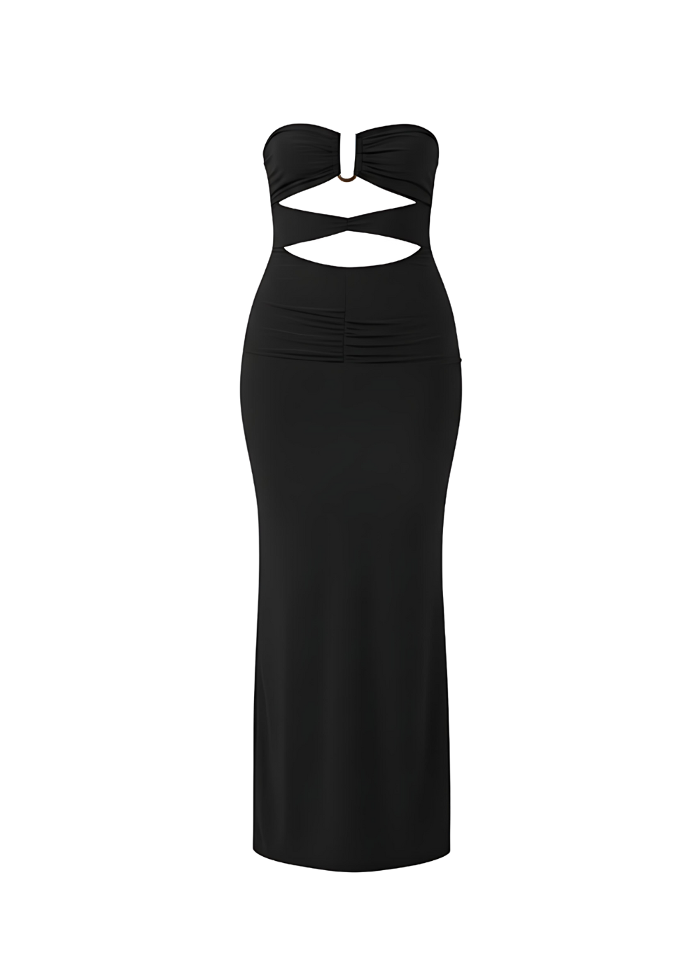 Black Cut-Out Bandeau Bodycon Fit Maxi Dress