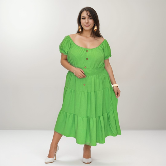 OFF SHOULDER FRILLED / LAYERED GYPSY DRESS