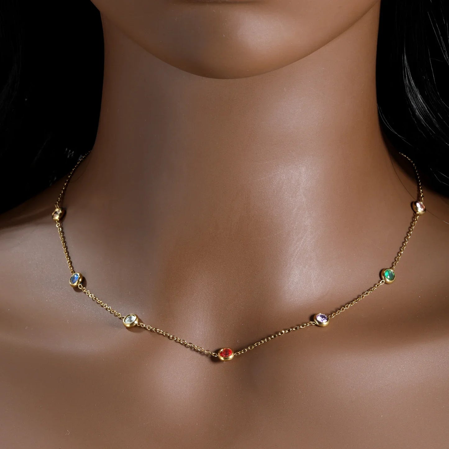 colorful cubic zirconia choker necklace