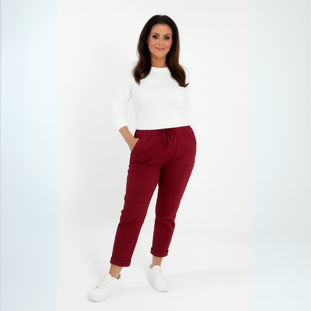 Stretchy Plain Trousers / Jeans with Side Pockets