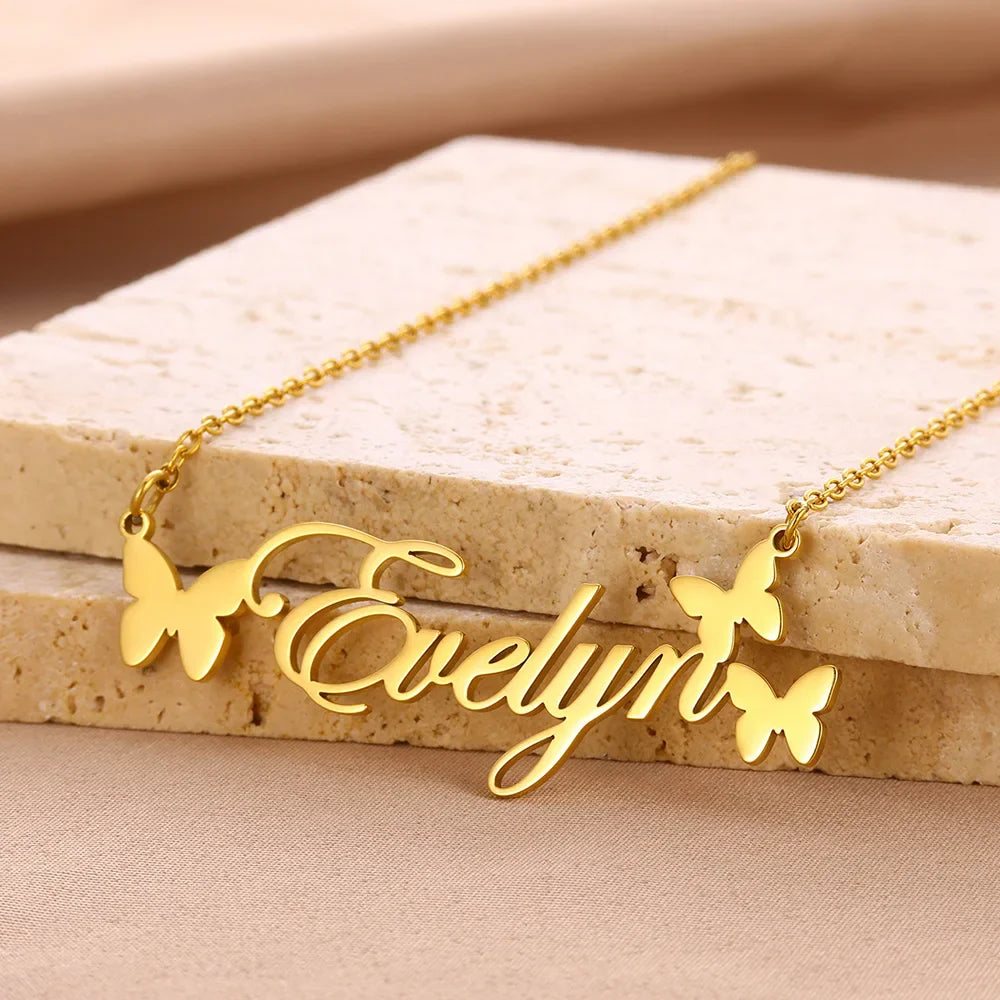 Custom Butterfly Name Necklace 2