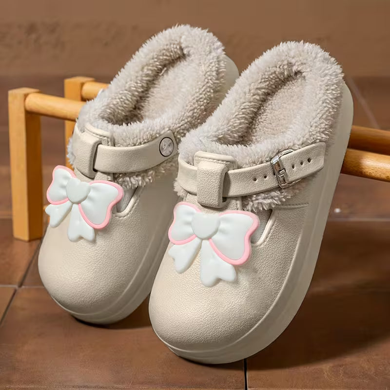Ladies' Fashion Bow-Decoration Winter Slippers