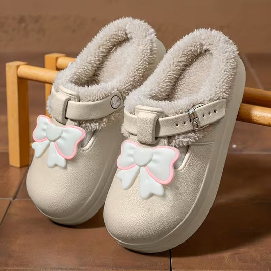 Ladies' Fashion Bow-Decoration Winter Slippers