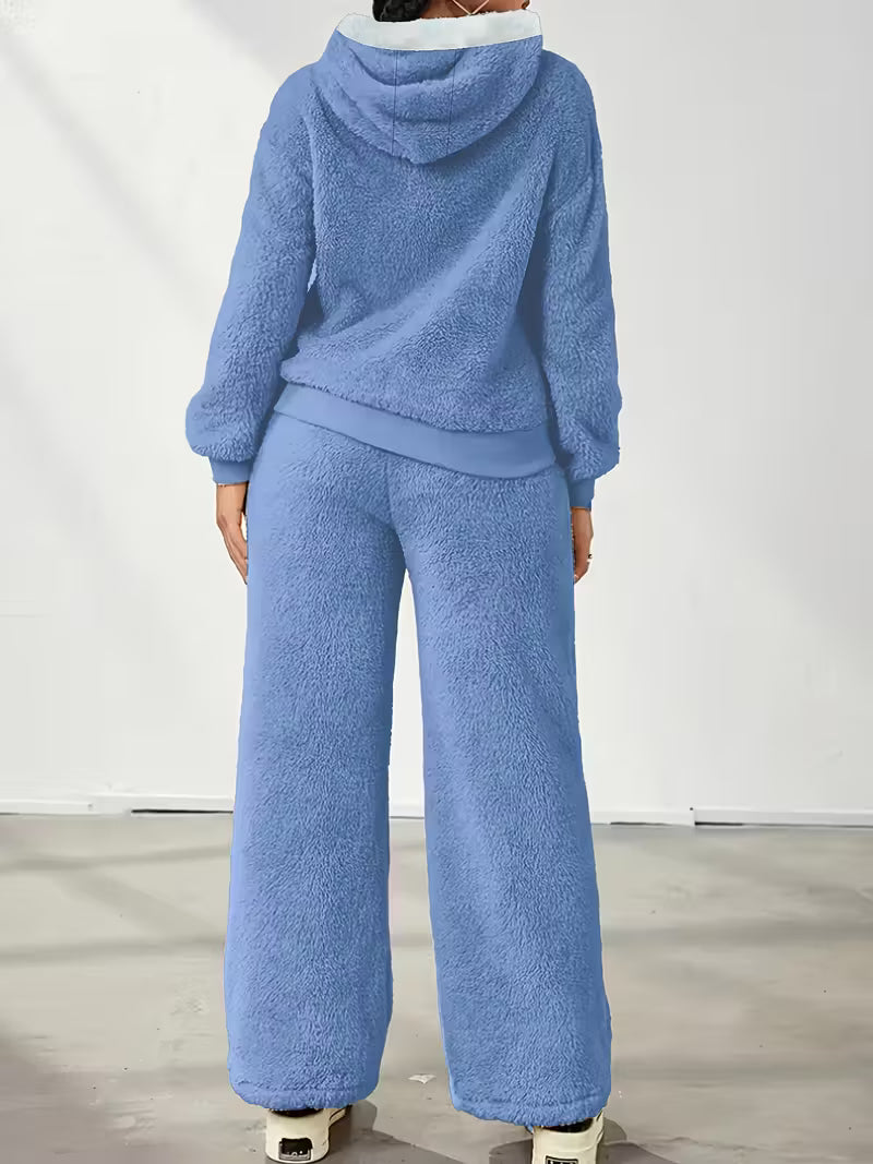 Women'S Cozy Fleece Hooded Sweatshirt & Pants Set