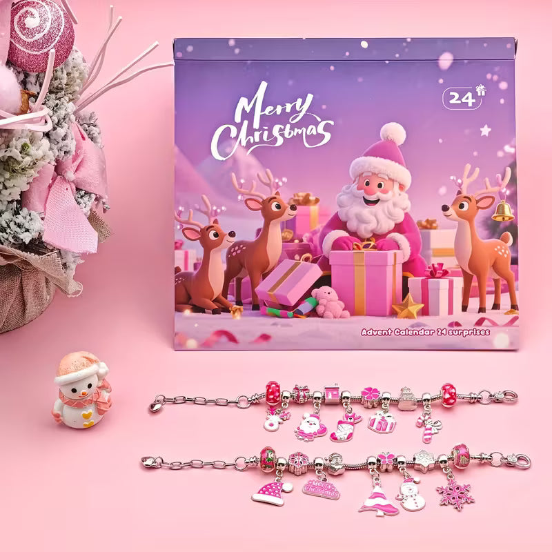 New Pink Calendar Gifts-Pink Christmas Bracelet Making Kit,