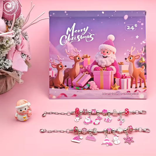 New Pink Calendar Gifts-Pink Christmas Bracelet Making Kit,