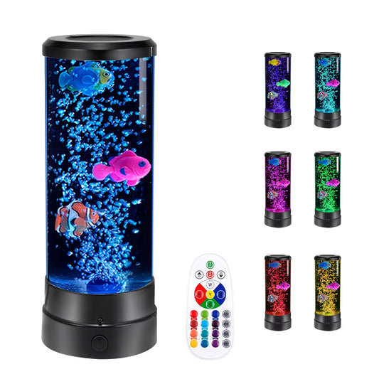 Mood Light with 17 Color Changing Lamp, 12 Inch Bubble Fish Lamp with Remote for Mood Lighting,