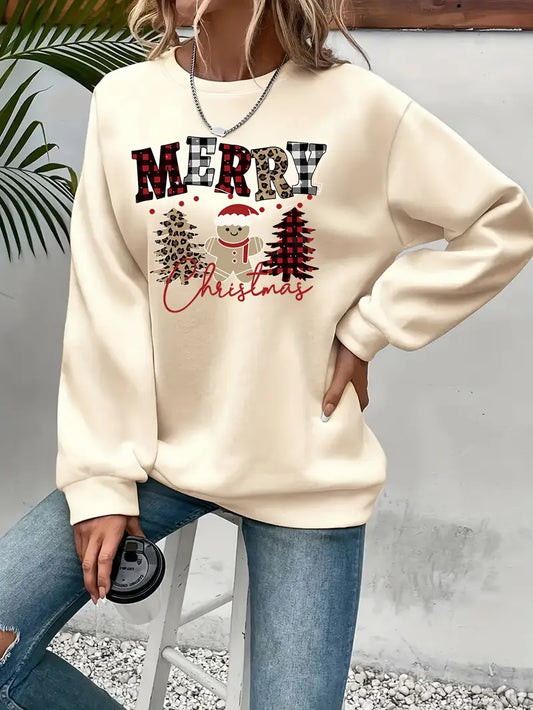 Women's Christmas Print Crew Neck Sweatshirt