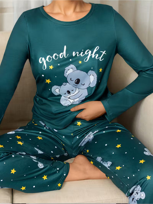 Double Long Cute Starry Sky Koala Casual Set,