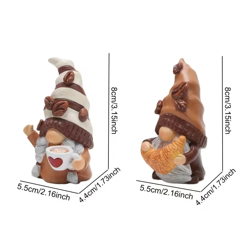 2pcs Valentines Coffee Gnome Couple Resin Figurine