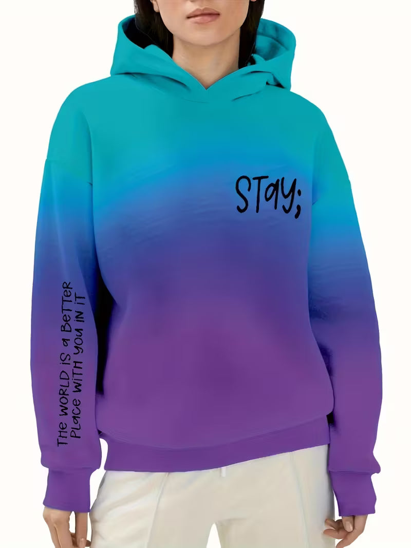 Long Sleeve Pullovers, Regular Fit Women's Casual Hooded Sweatshirt