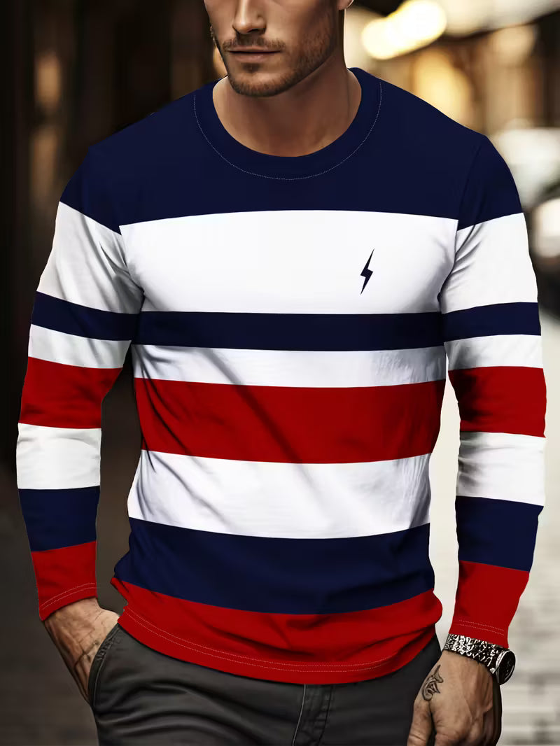 Men'S Casual Striped Long Sleeve T-Shirt