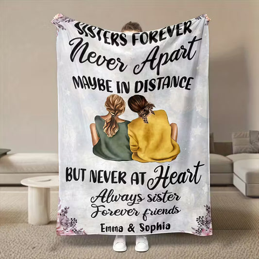 Personalized Sisters Forever Never Apart Blanket