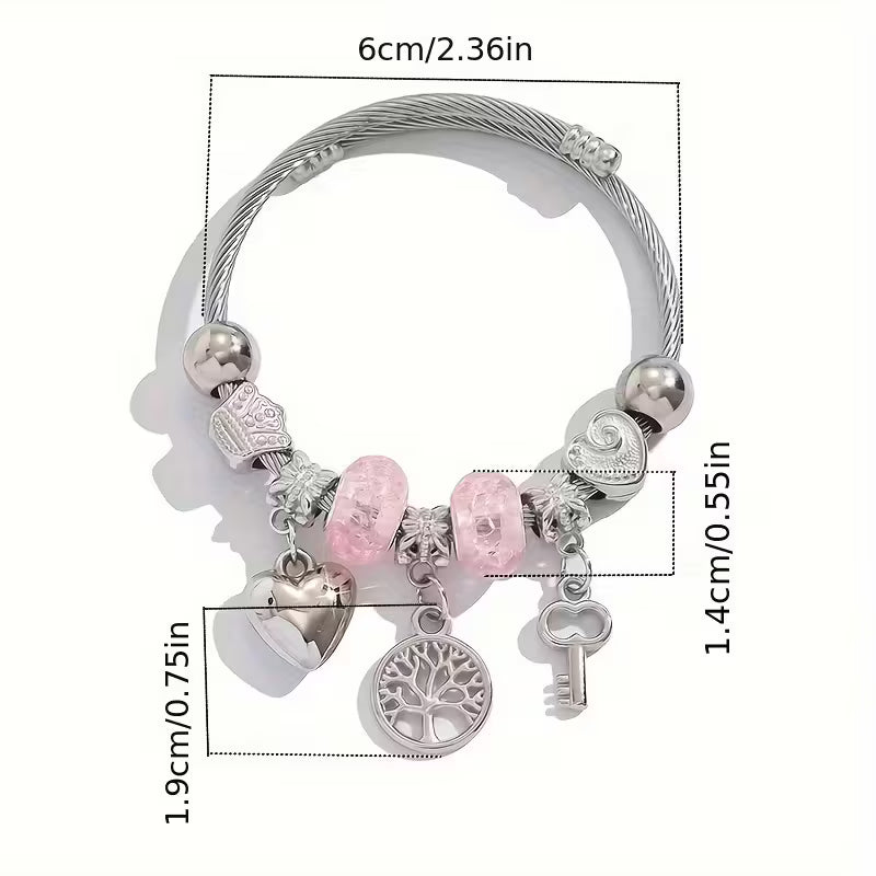 Tree of Life & Heart Charm Resin Bracelet