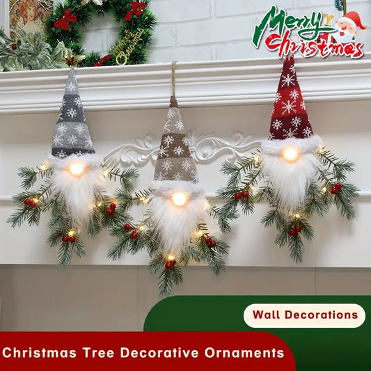 3pcs LED Christmas Wreath Gnome Set,