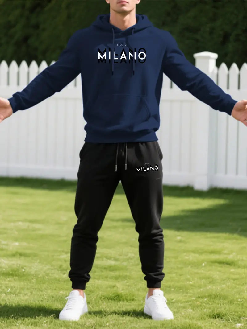 Men'S Casual Hooded Sweatshirt & Jogger Set
