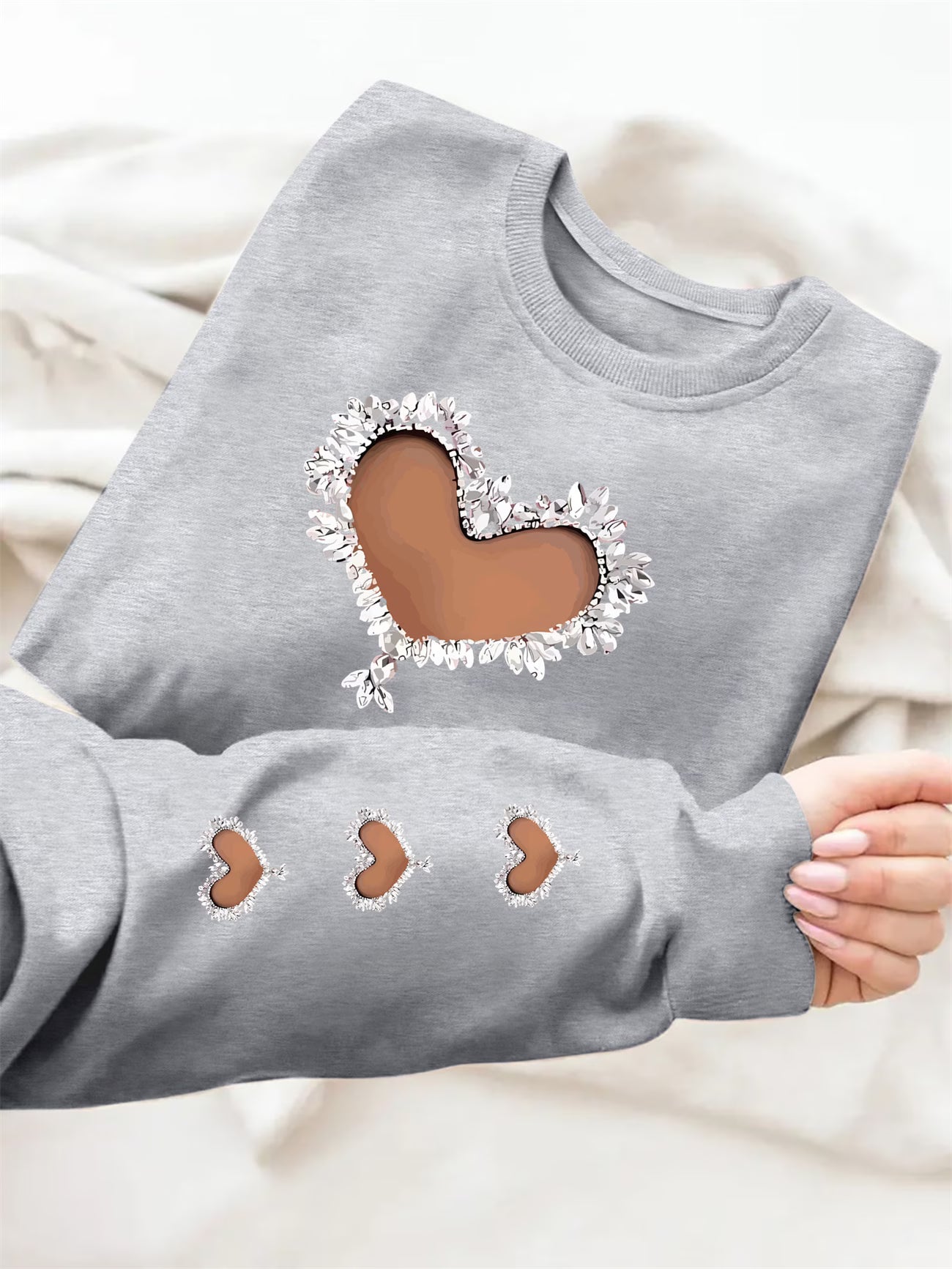 Heart Pattern Sleeve sweaters