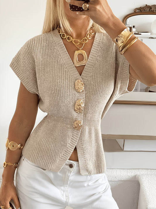 Metal Button Cardigan Sleeveless New Style Jacket