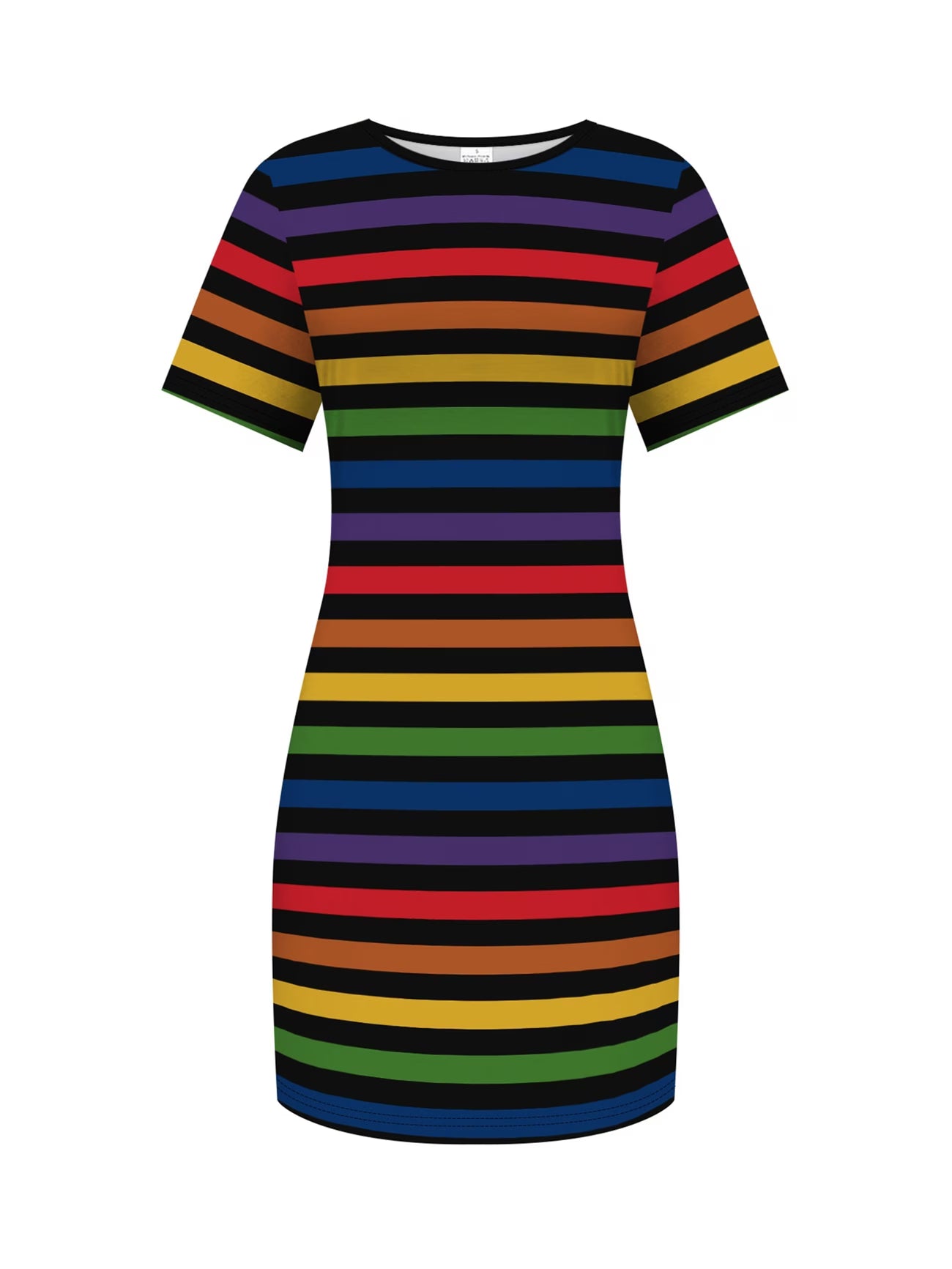 Patchwork Graphic Full-Print Breathable Round Neck Short Sleeve T-Shirt Dress