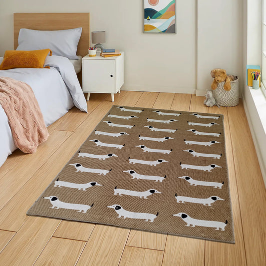 Animal Printed Rug Sausage Dog Modern Non-Slip Soft Durable Floor Rug for Living Room Bedroom Hallway