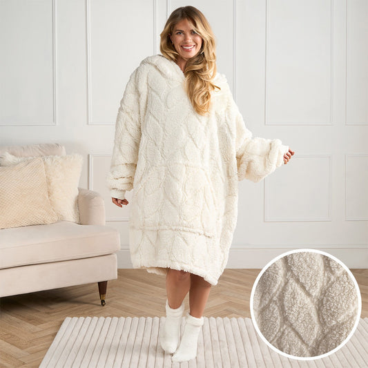 Adults Braided Fleece Hoodie Blanket