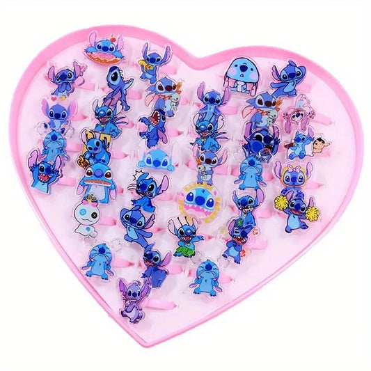 Stitch 36pcs Ring Set with Heart-Shaped Display Case,