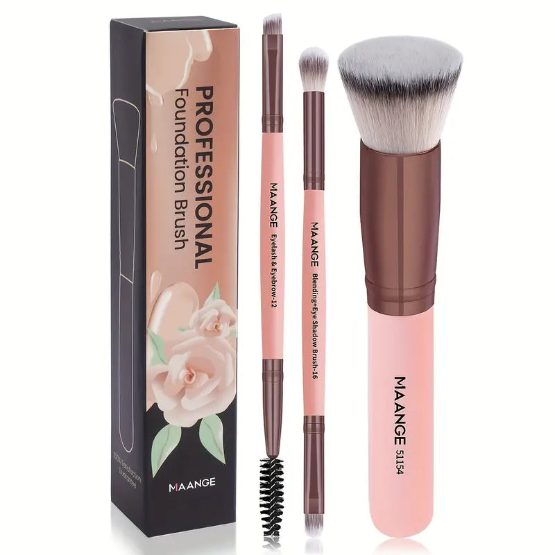 3-Pack Soft Bristle Brush - Foundation, Eye, Brow, Eyeliner
