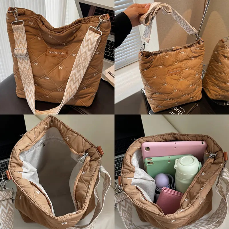 Perfect Lily Women's Elegant Quilted Square Tote Bag