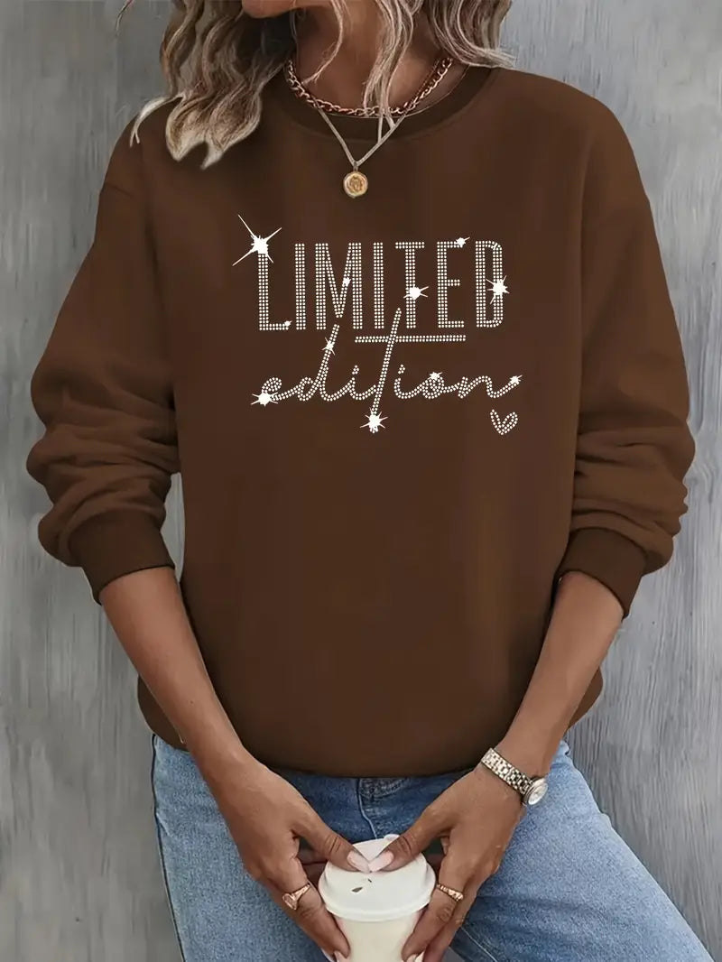 Women'S Limited Edition Glittery Letter Print Sweatshirt