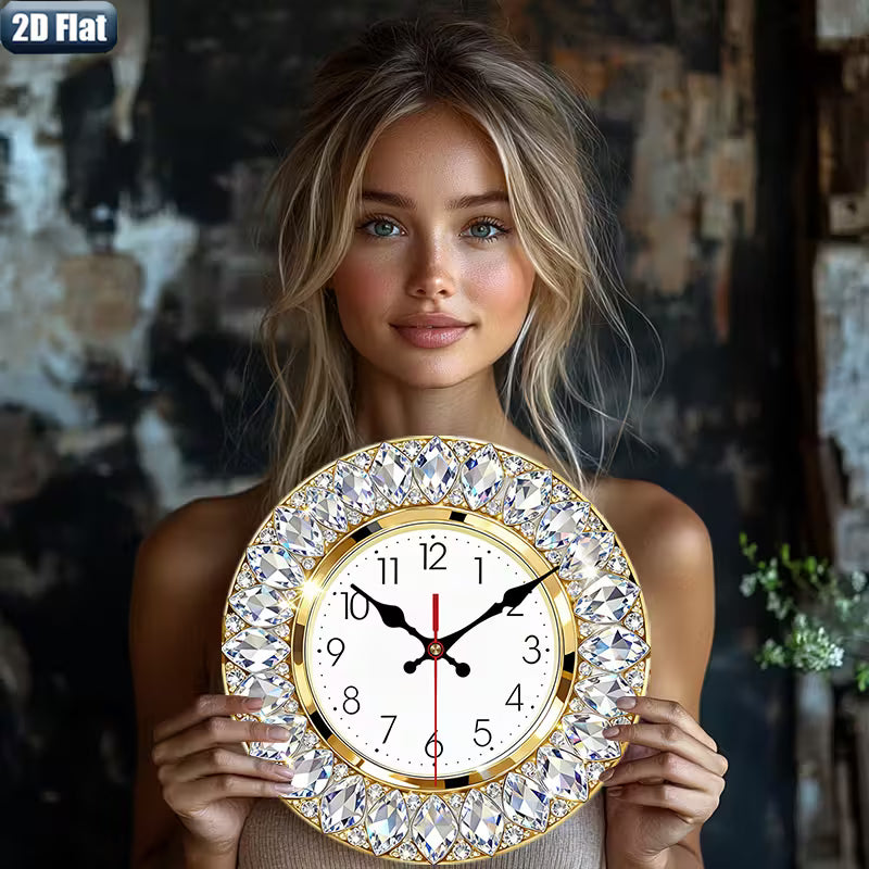 1pc Modern Luxury Crystal-Themed Wall Clock