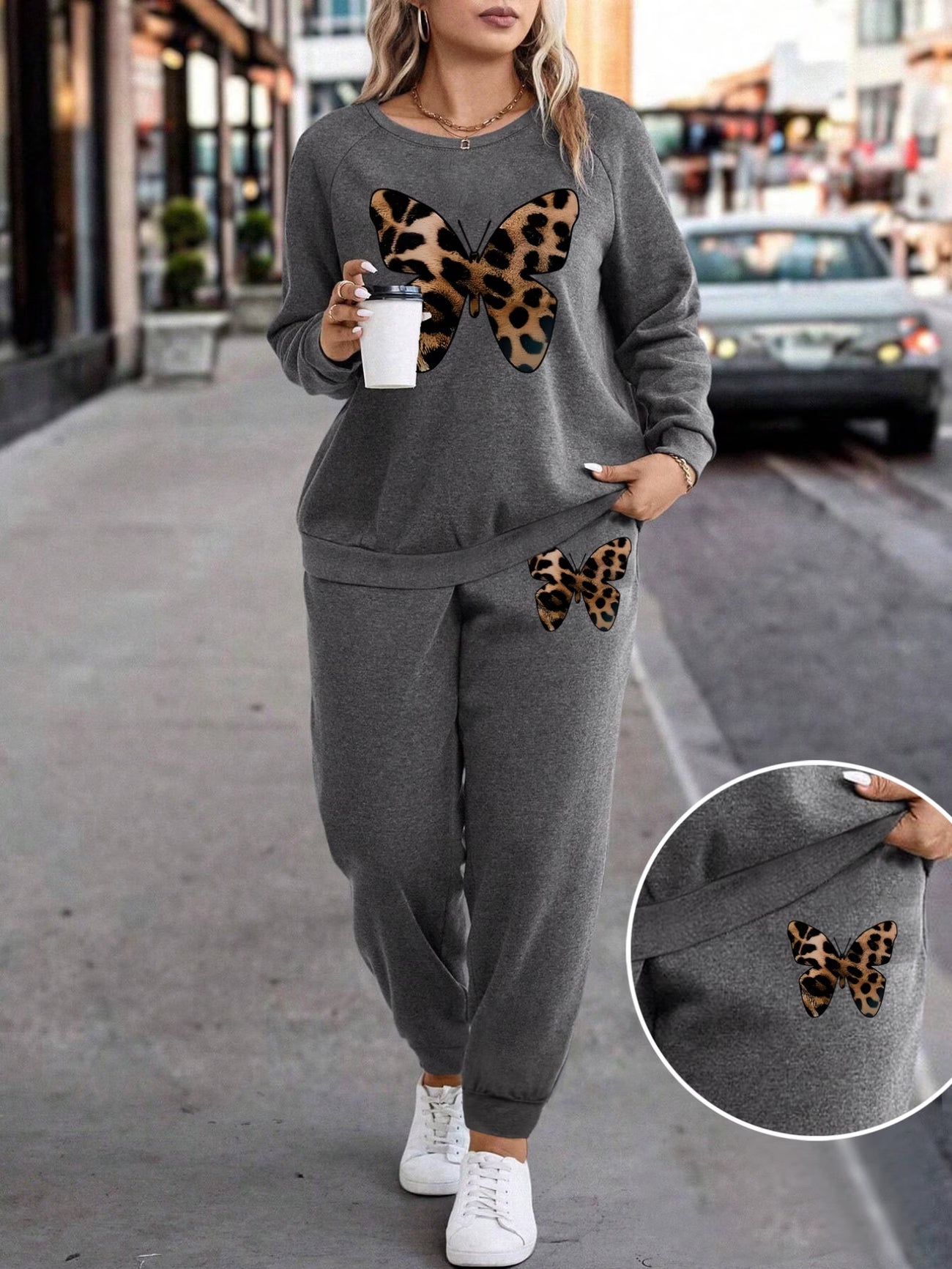 2pcs Women's Plus Size Pajama Set