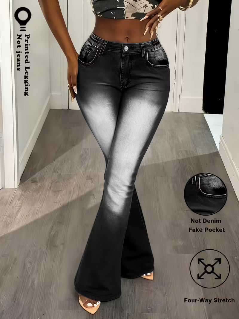 ]Printed Leggings Made from Non-Denim Fabric