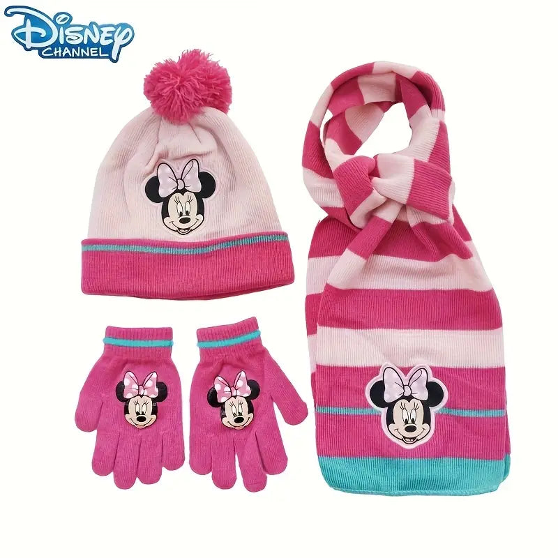 3pcs Set Mickey & Minnie Mouse Knit Winter Set
