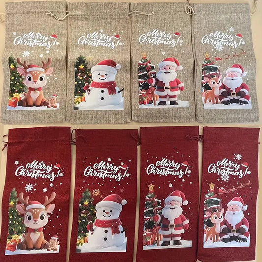 /8pcs Christmas Wine Bottle Bags