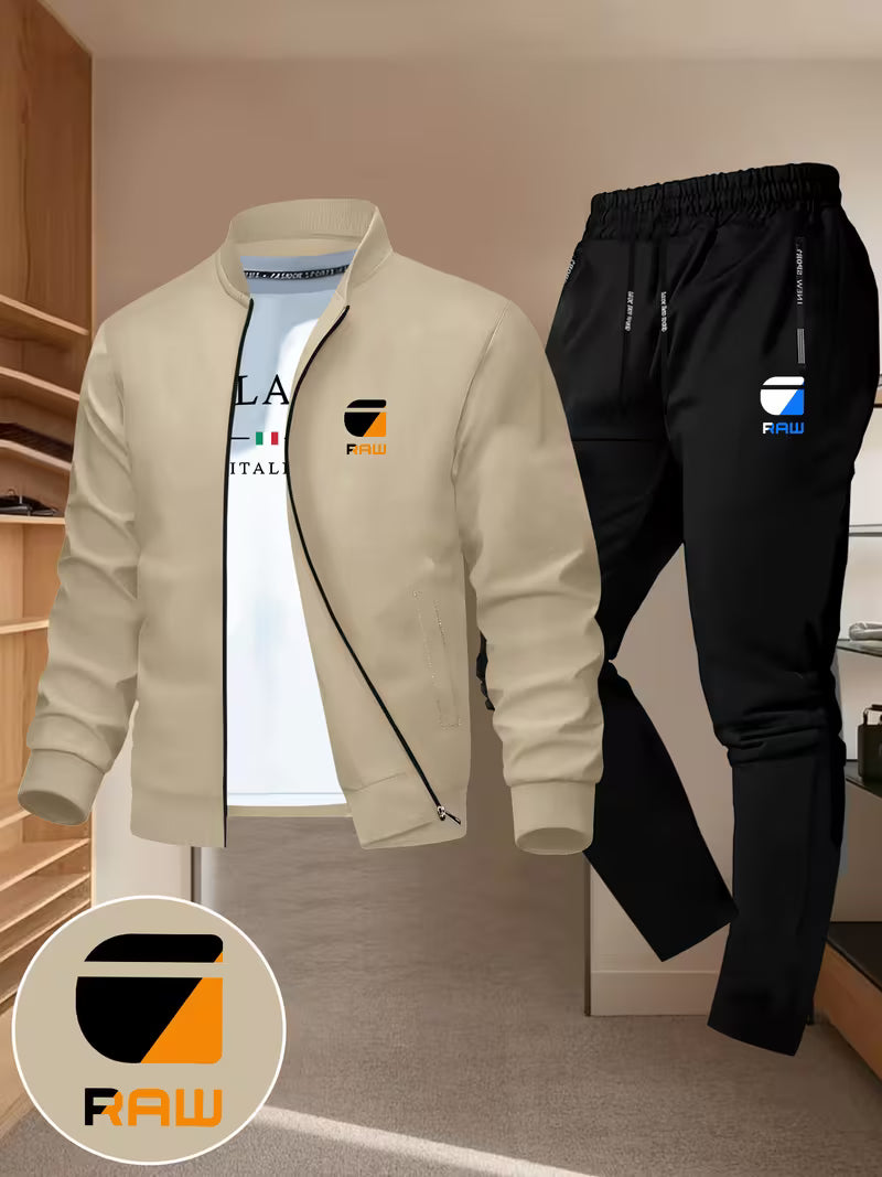 Men's Trendy Designer Jacket Two-Piece Set,