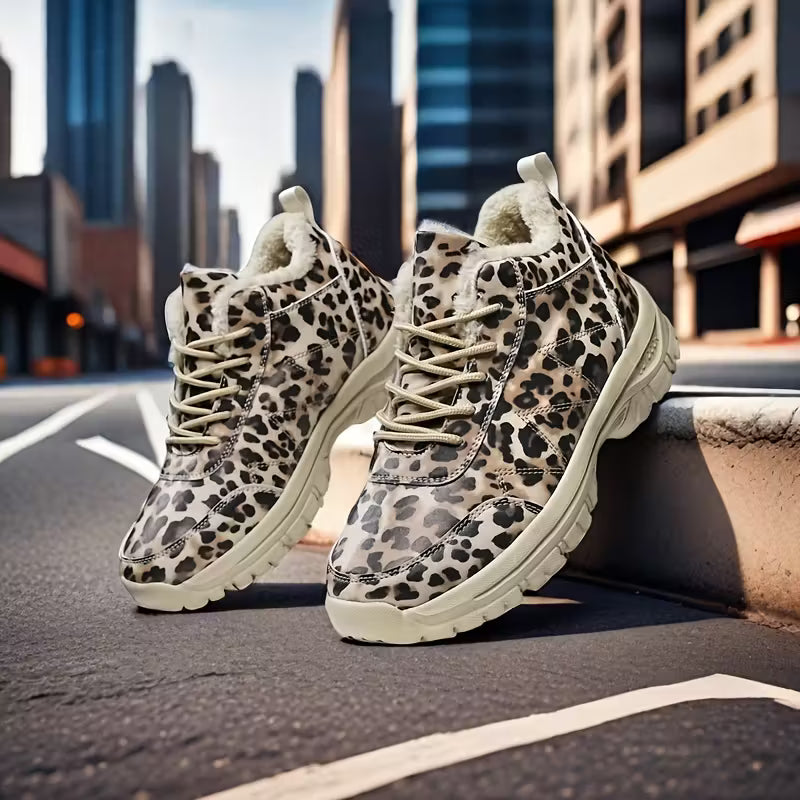 Women's Leopard Print Winter Snow Boots