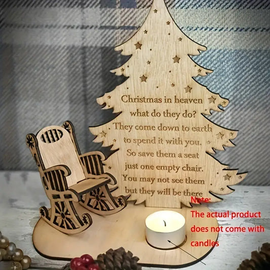 Wooden Christmas Tree Tea Light Candle Holder with Rocking Chair Design