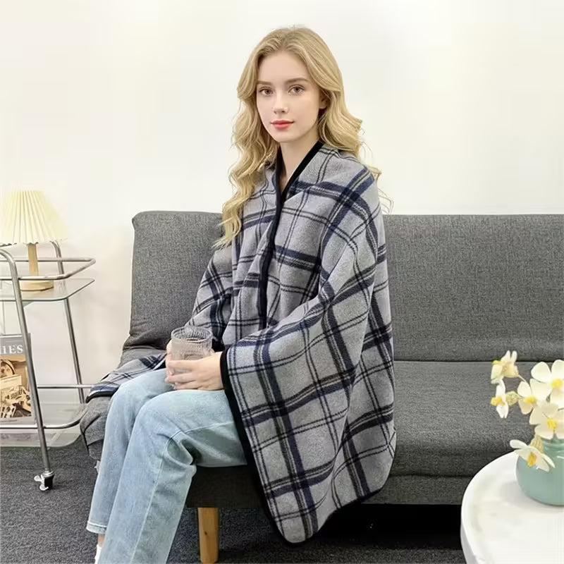 1pc Plaid Wearable Blanket,