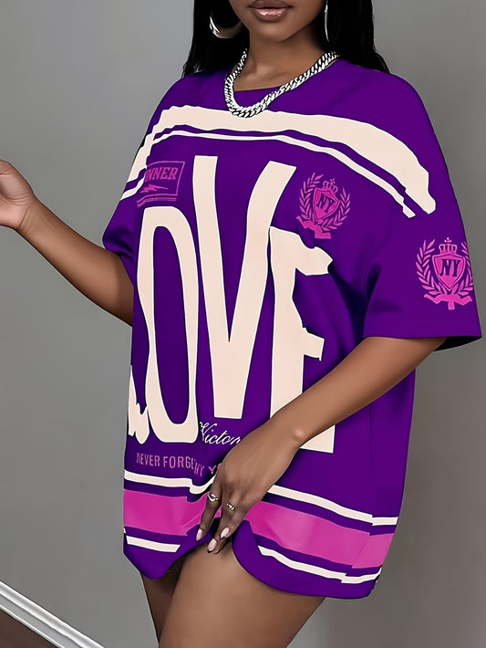 Plus Size Women'S Street Style Short Sleeve Top