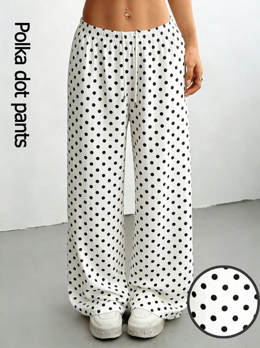 Ladies' Casual Sports Pants with a Stylish Polka Dot Print