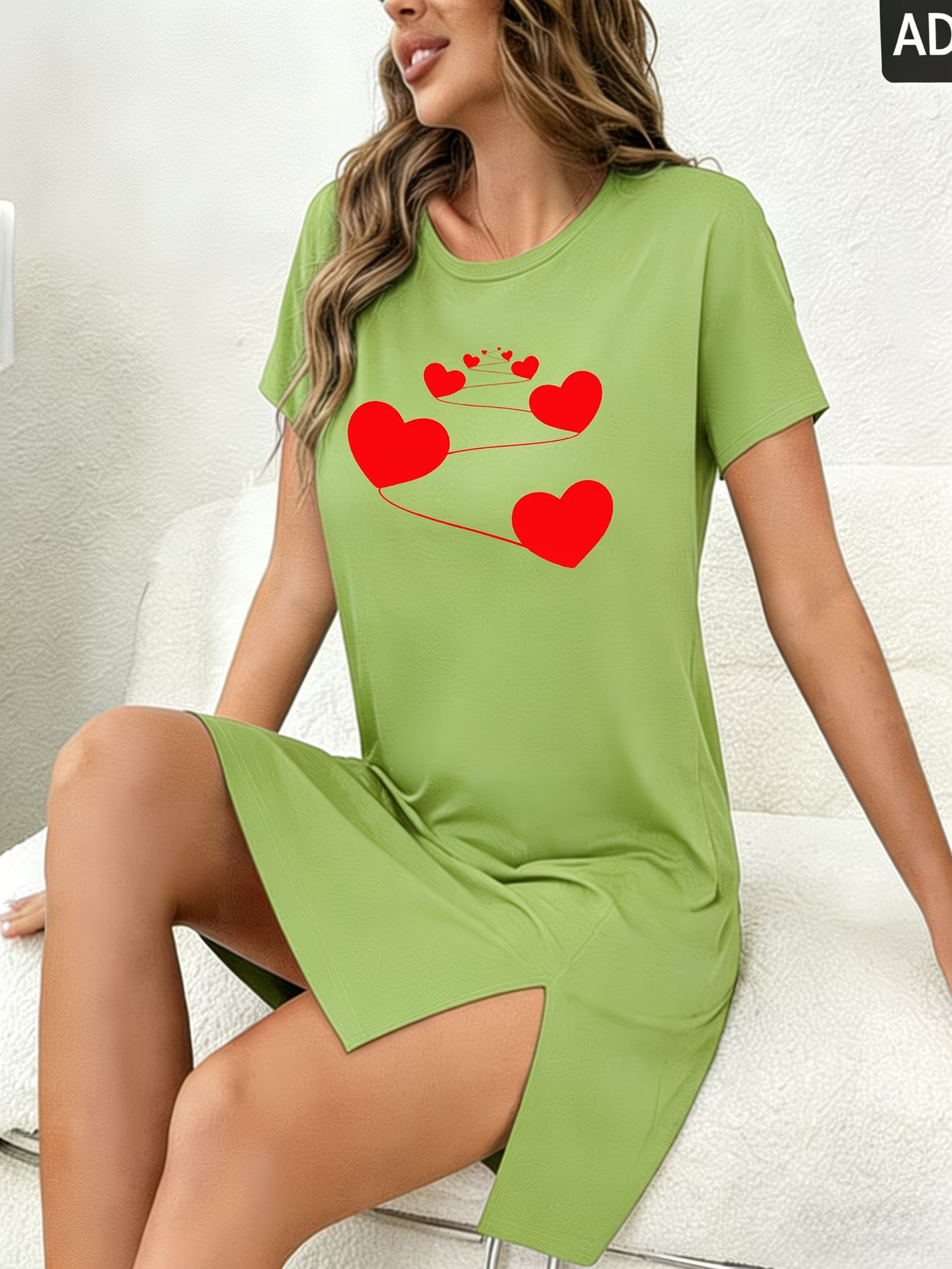 Summer Slit Short Sleeve T-Shirt Dress