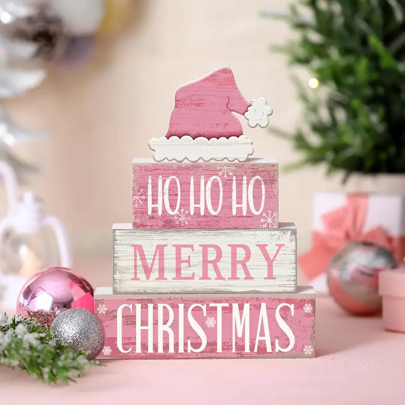 4pcs Rustic Wooden Christmas Decorative Signs & Plaques