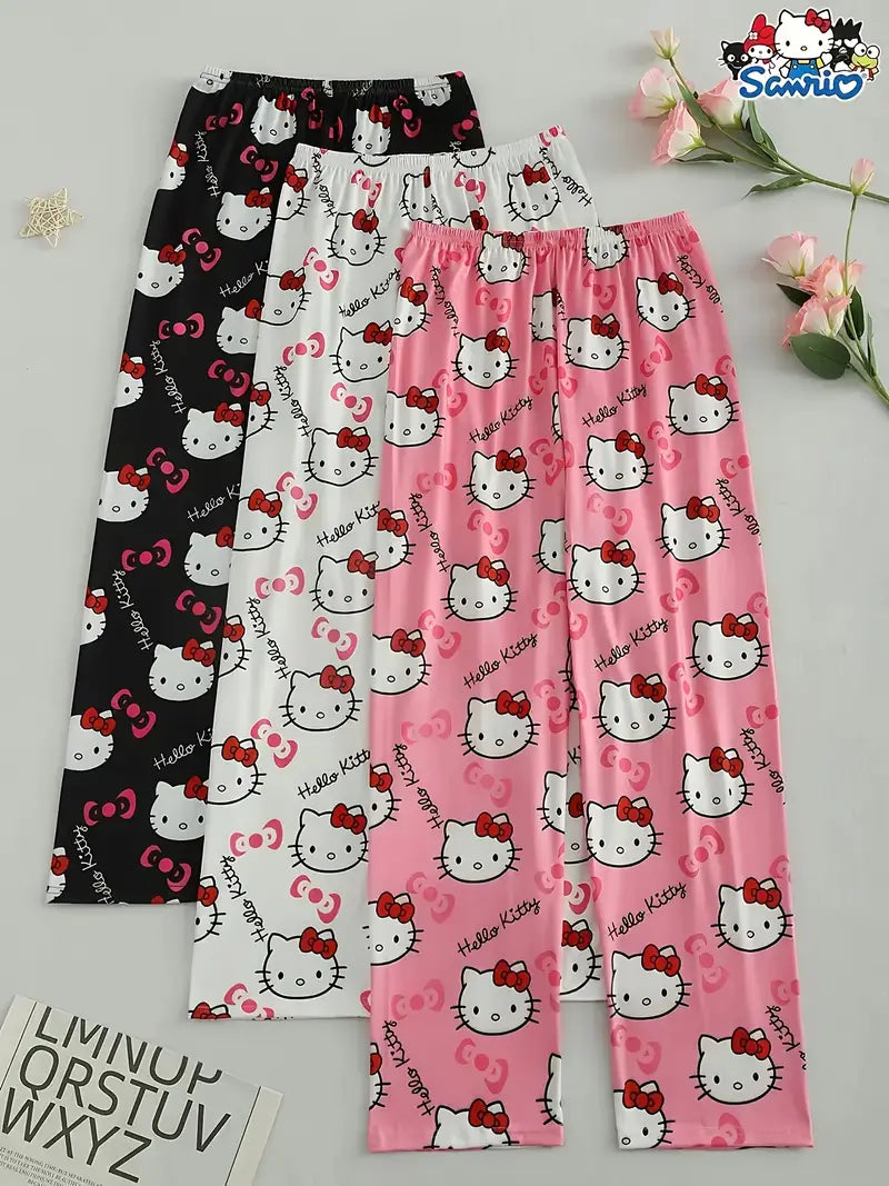 3pcs Women'S Cute Cartoon Print Lounge Pants